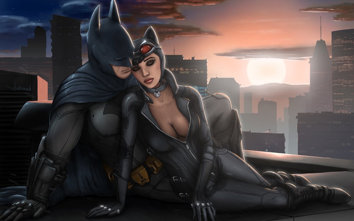 Обои крыша, костюмы, batman:arkham city, batman x catwoman, roof, costumes разрешение 2997x1952 Загрузить