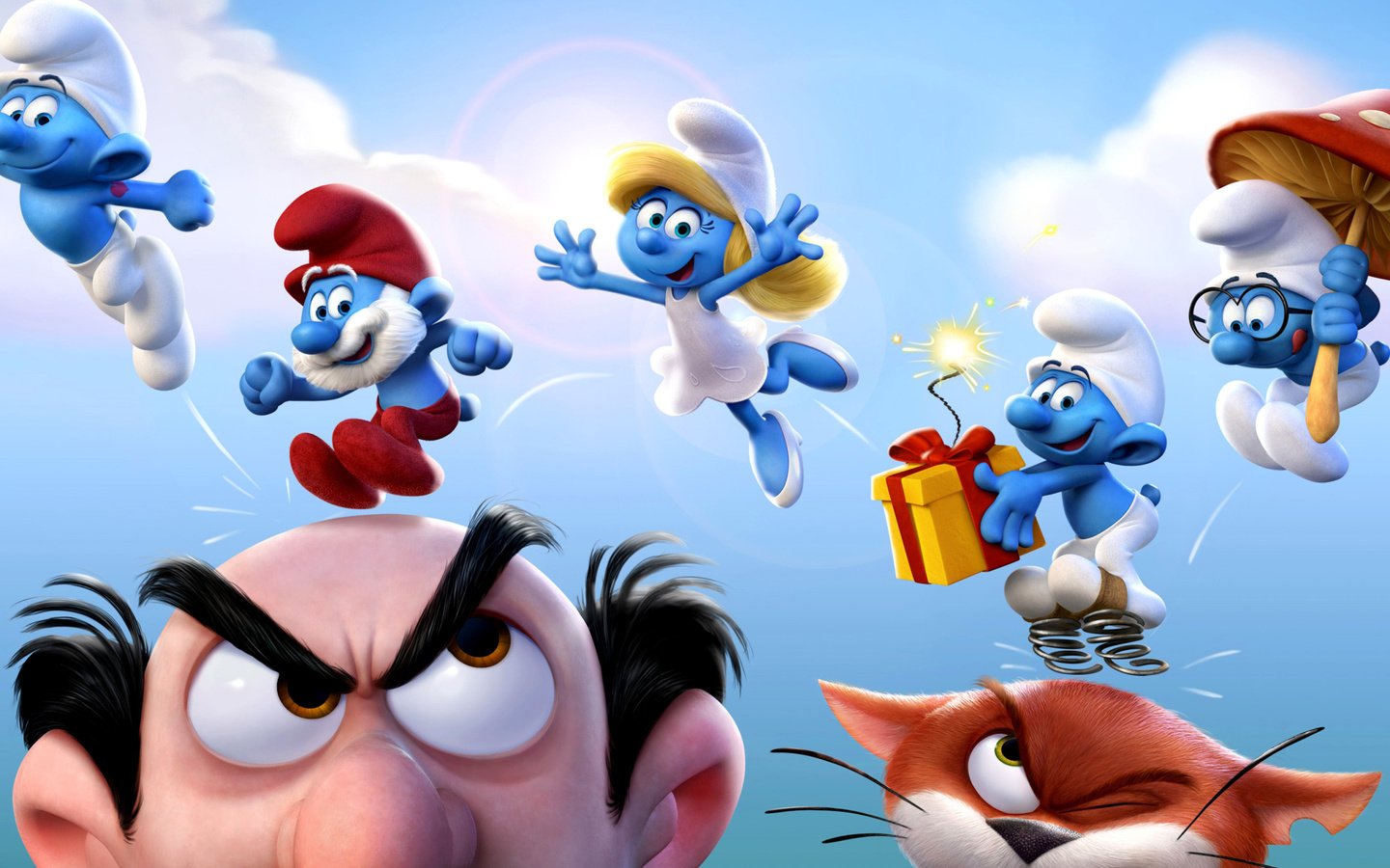 Обои мультфильм, постер, смурфики, smurfs, смурфетта, cartoon, poster, the smurfs, smurfette разрешение 2560x1600 Загрузить