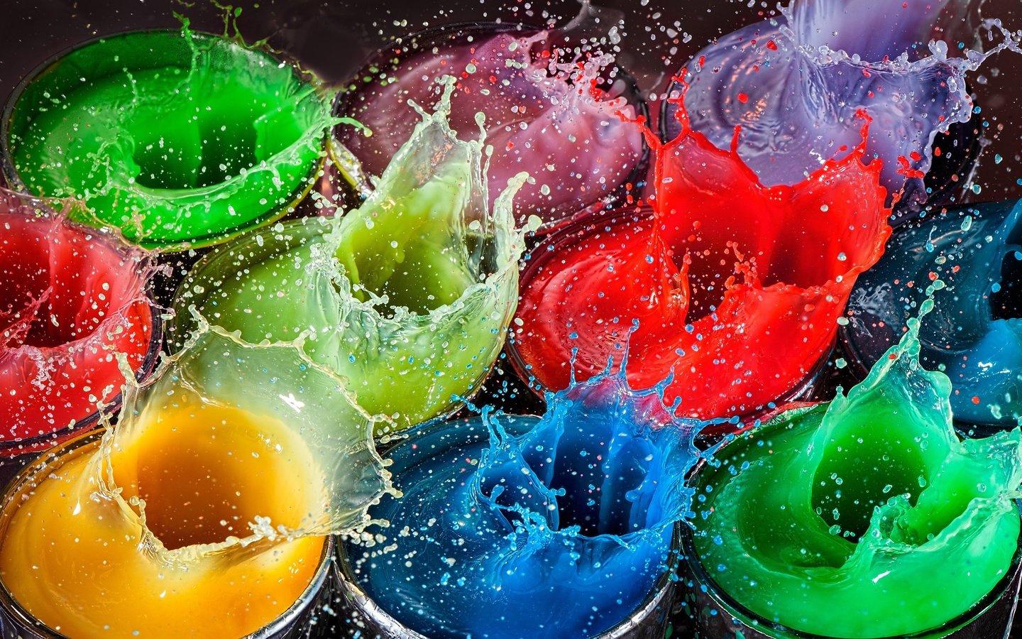 Обои капли, разноцветные, краски, брызги, всплеск, всплески, drops, colorful, paint, squirt, splash, bursts разрешение 2500x1667 Загрузить