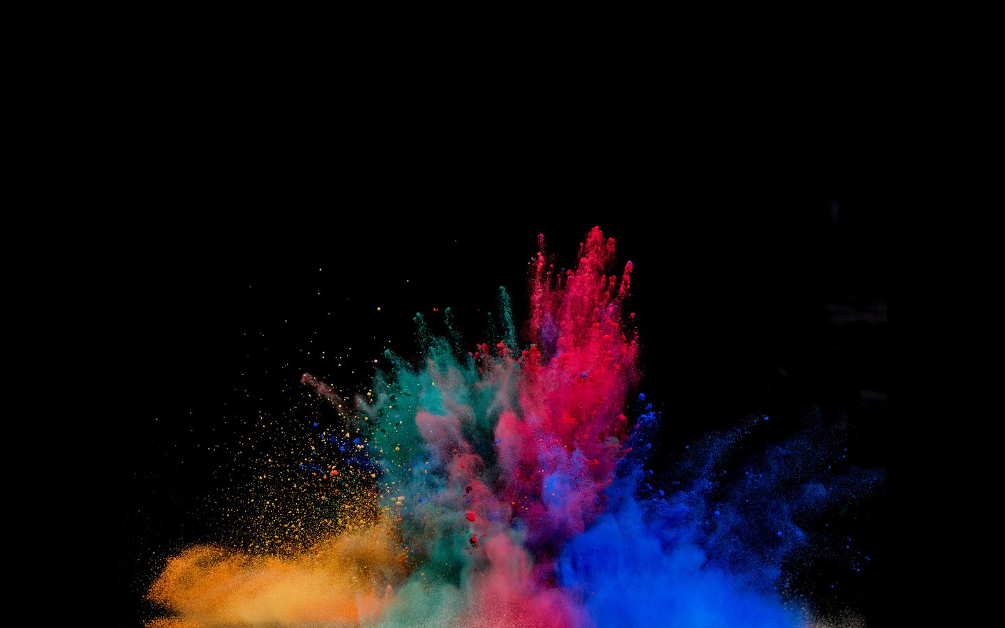 Обои разноцветный, черный фон, взрыв, цветной, порошок, colorful, black background, the explosion, color, powder разрешение 5120x2280 Загрузить