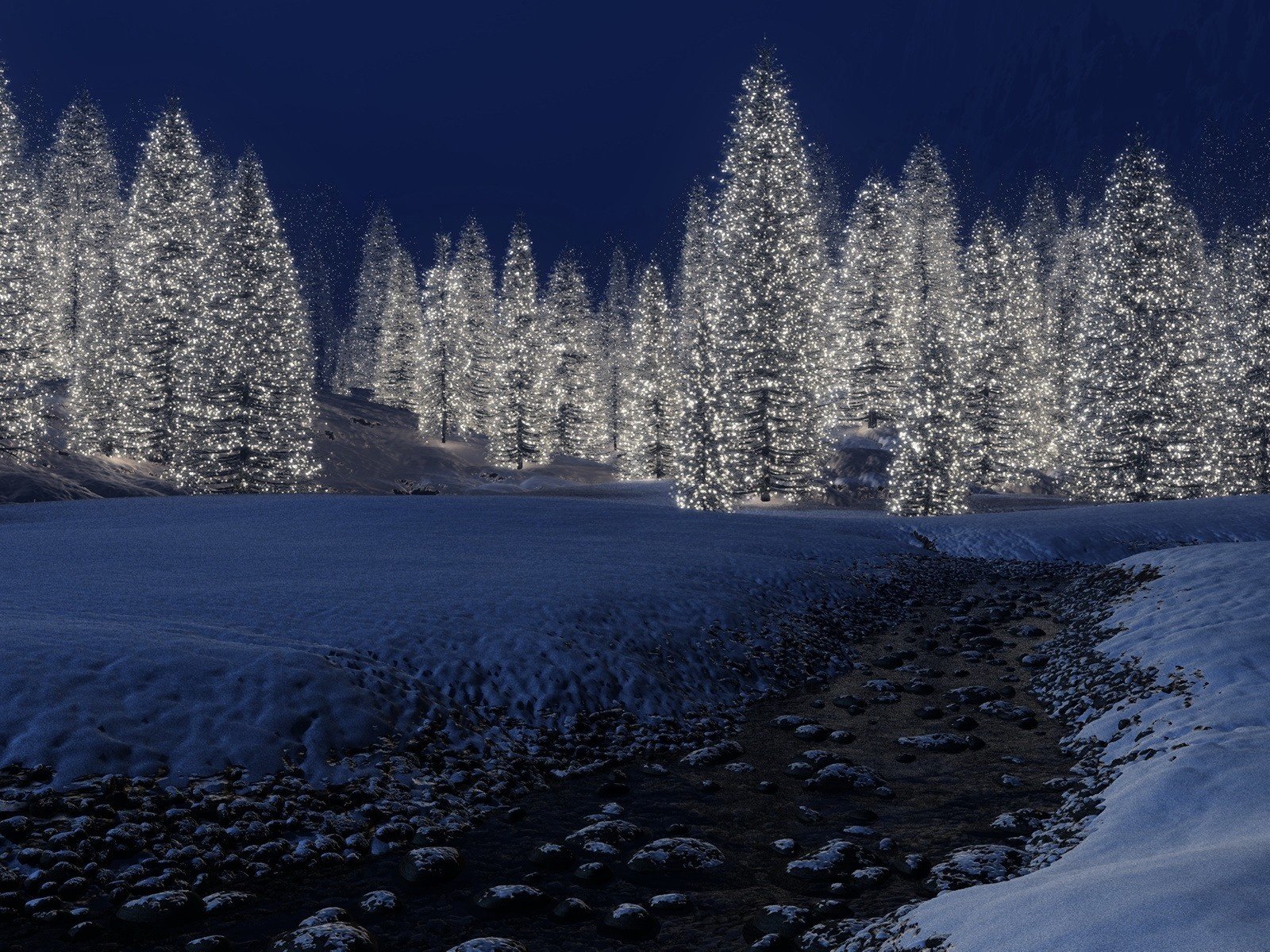 Обои огни, снег, новый год, зима, елки, lights, snow, new year, winter, tree разрешение 1920x1200 Загрузить