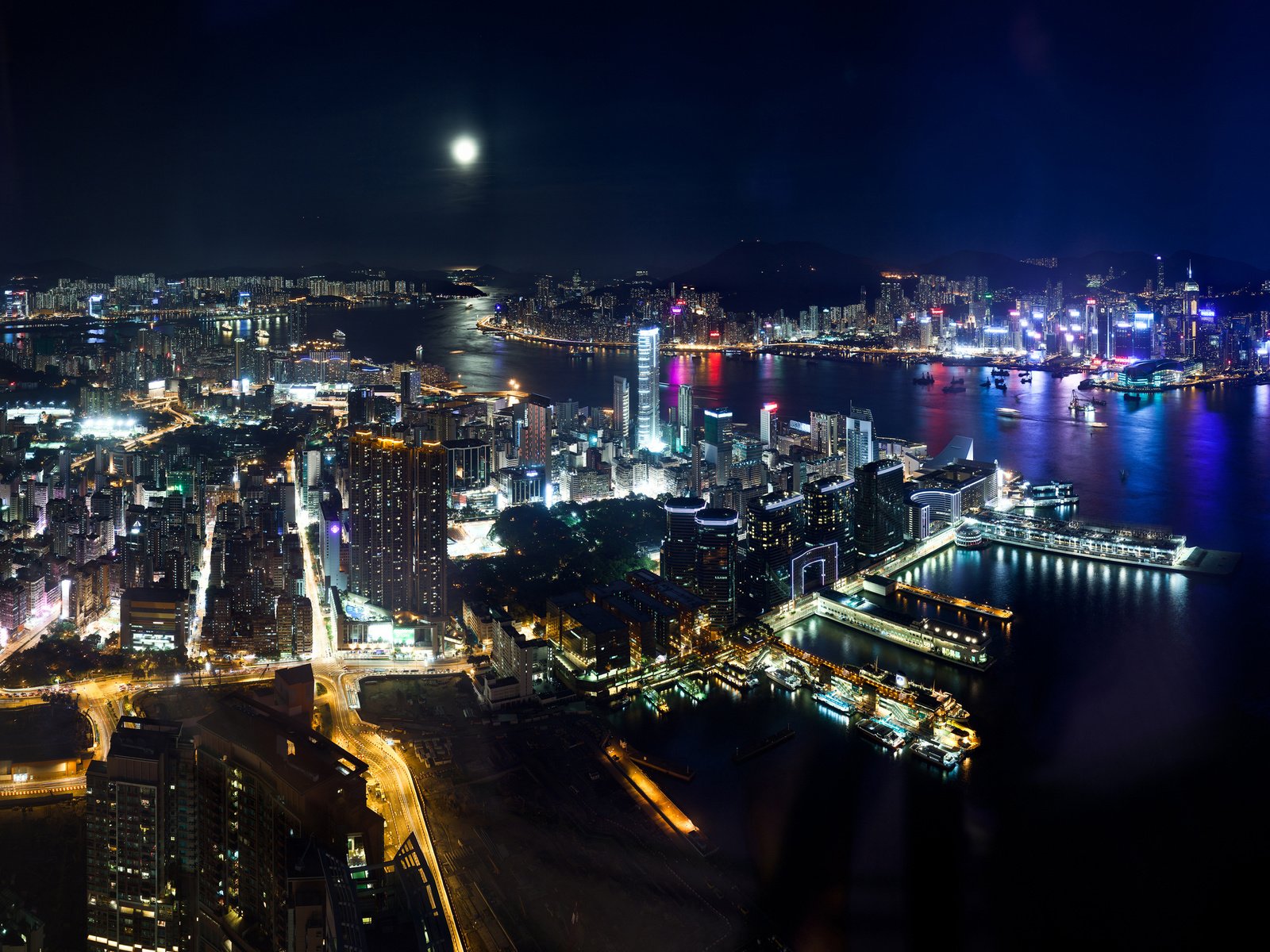 Обои ночь, гонконг, night, hong kong разрешение 3008x2000 Загрузить