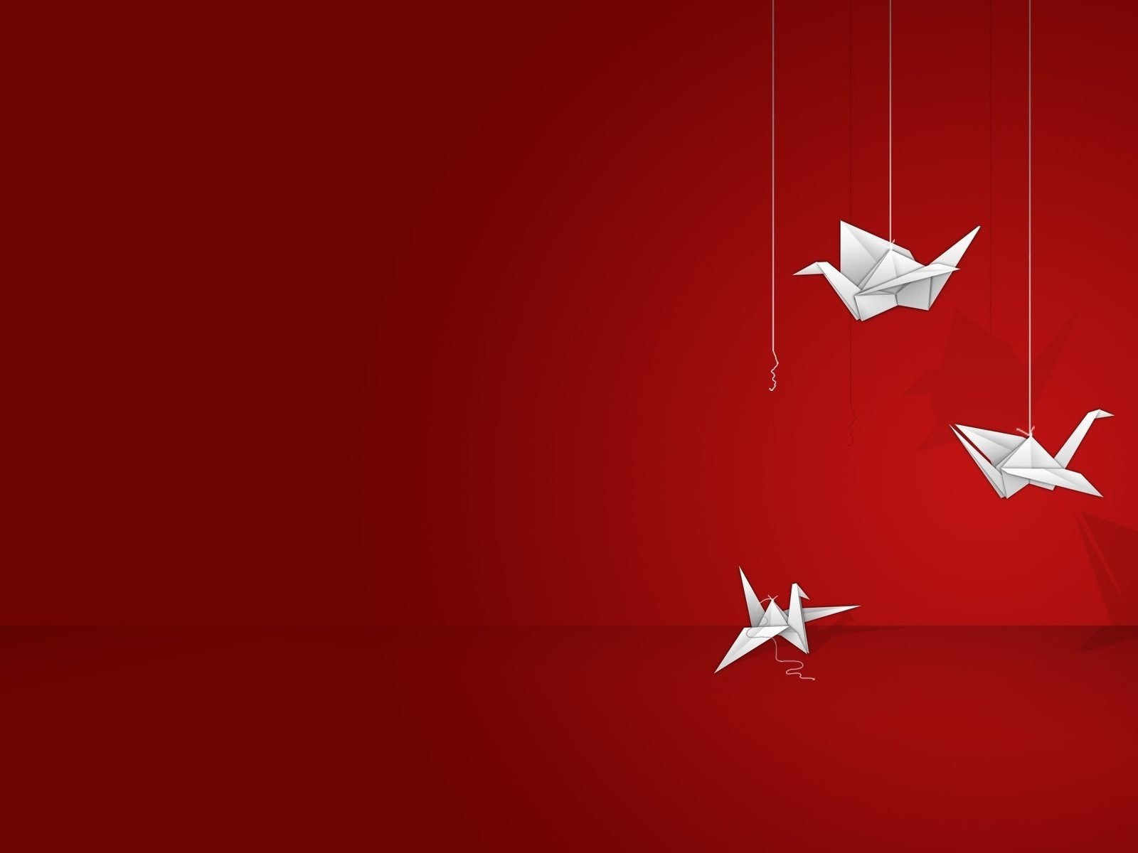 Обои вектор, графика, птицы, оригами, журавлик, красный фон, vector, graphics, birds, origami, crane, red background разрешение 1920x1200 Загрузить