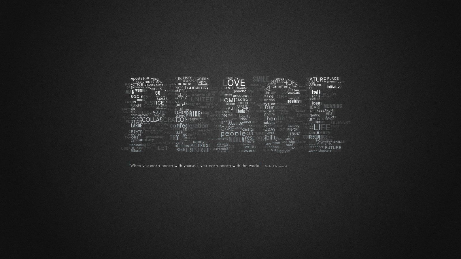 Обои слова, мир, выражение, цитата, покой, words, the world, the expression, quote, peace разрешение 1920x1200 Загрузить