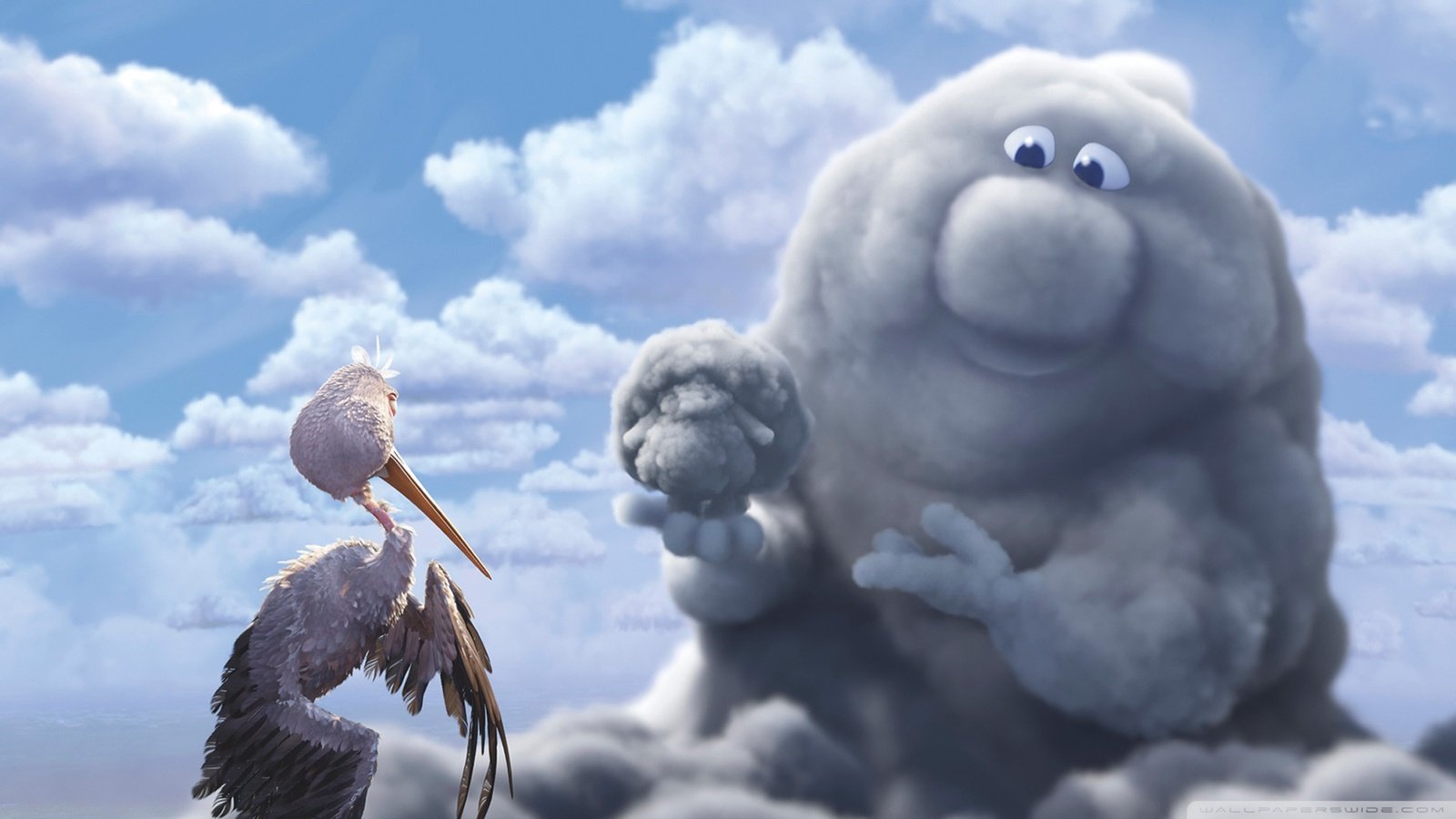 Обои облако, мультфильм, аист, partly cloudy, cloud, cartoon, stork разрешение 1920x1080 Загрузить