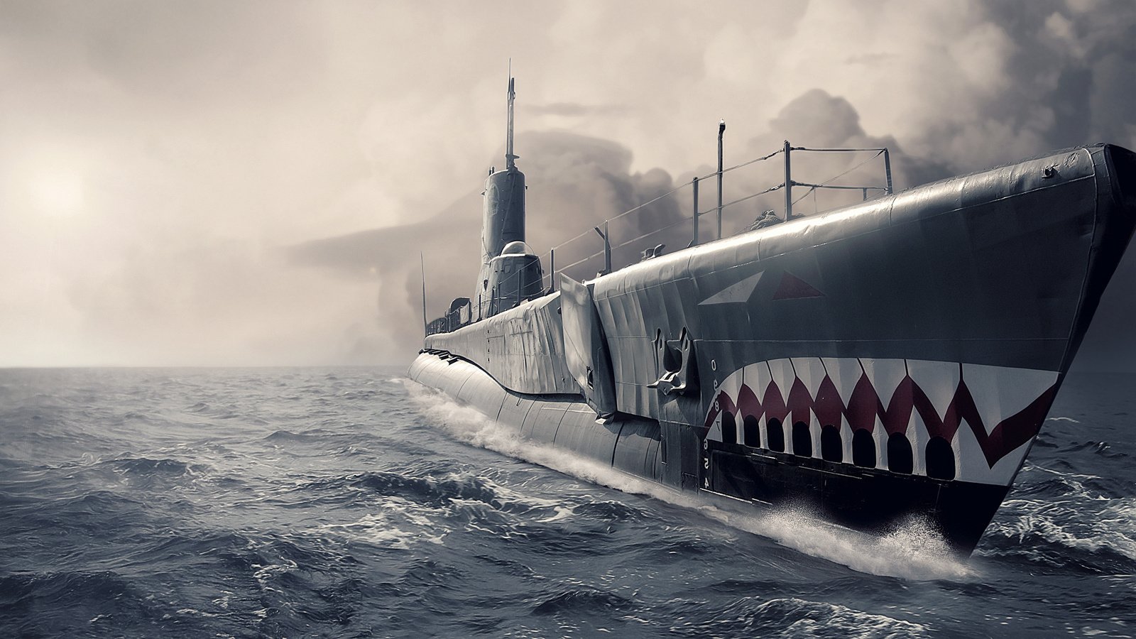 Обои арт, океан, нос, подводная лодка, art, the ocean, nose, submarine разрешение 1920x1080 Загрузить