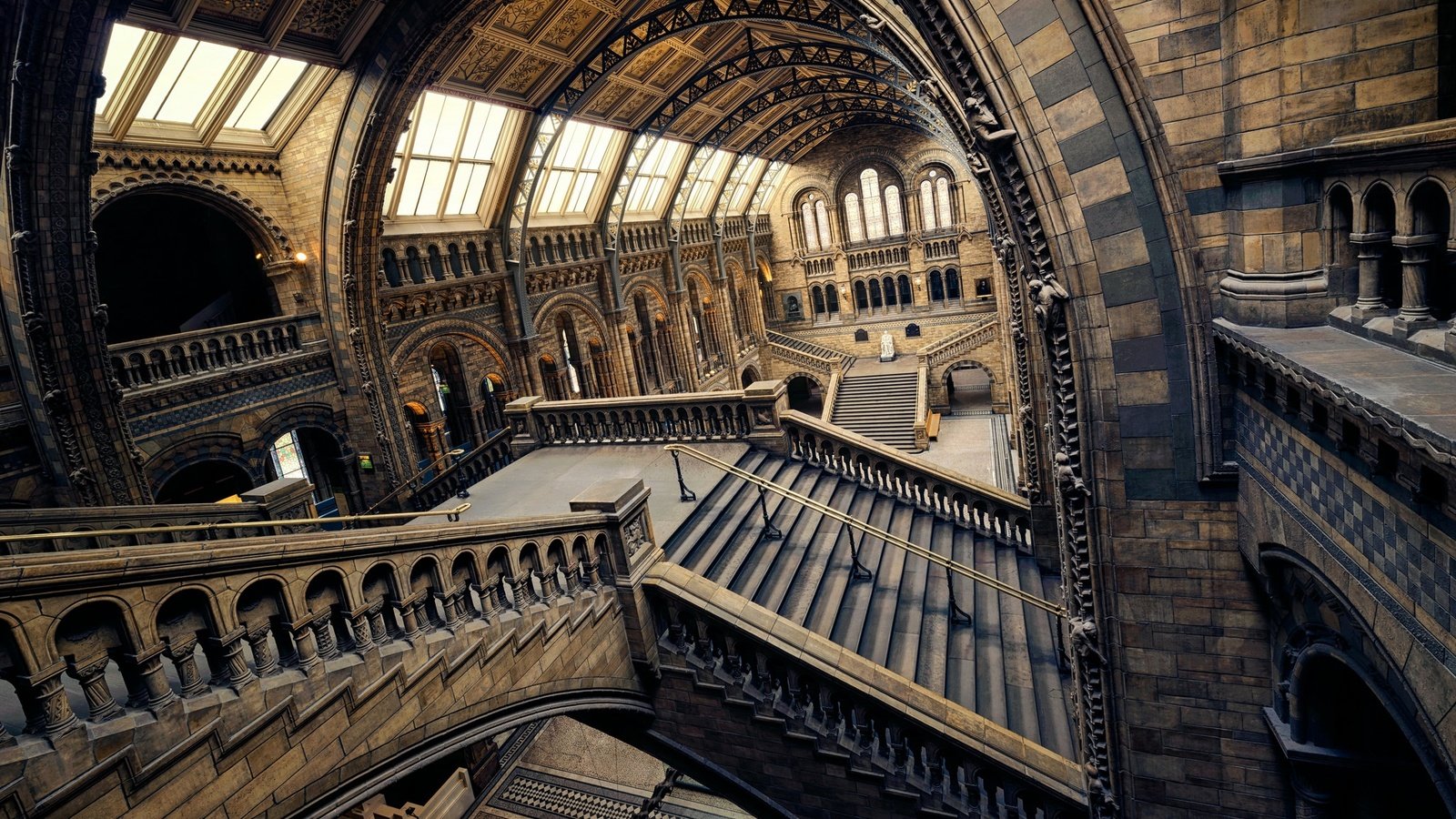 Обои лестница, лондон, зал, англия, музей естествознания, ladder, london, hall, england, museum of natural history разрешение 2048x1290 Загрузить