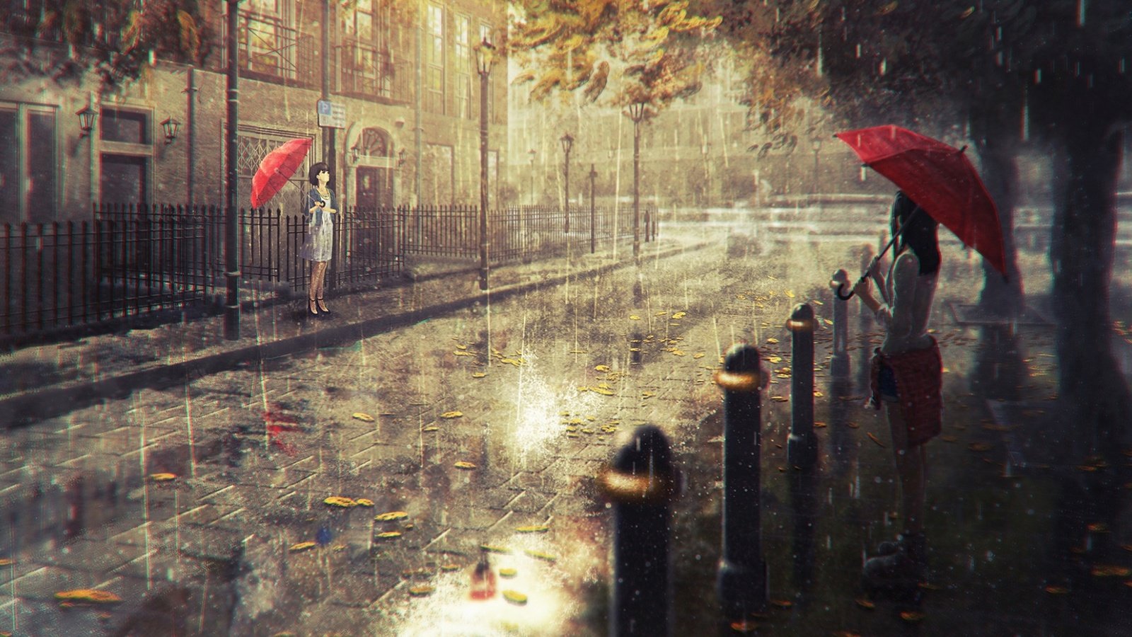 Обои аниме, дождь, зонт, зонтик, городской пейзаж, аниме девушки, anime, rain, umbrella, the urban landscape, anime girls разрешение 1920x1200 Загрузить