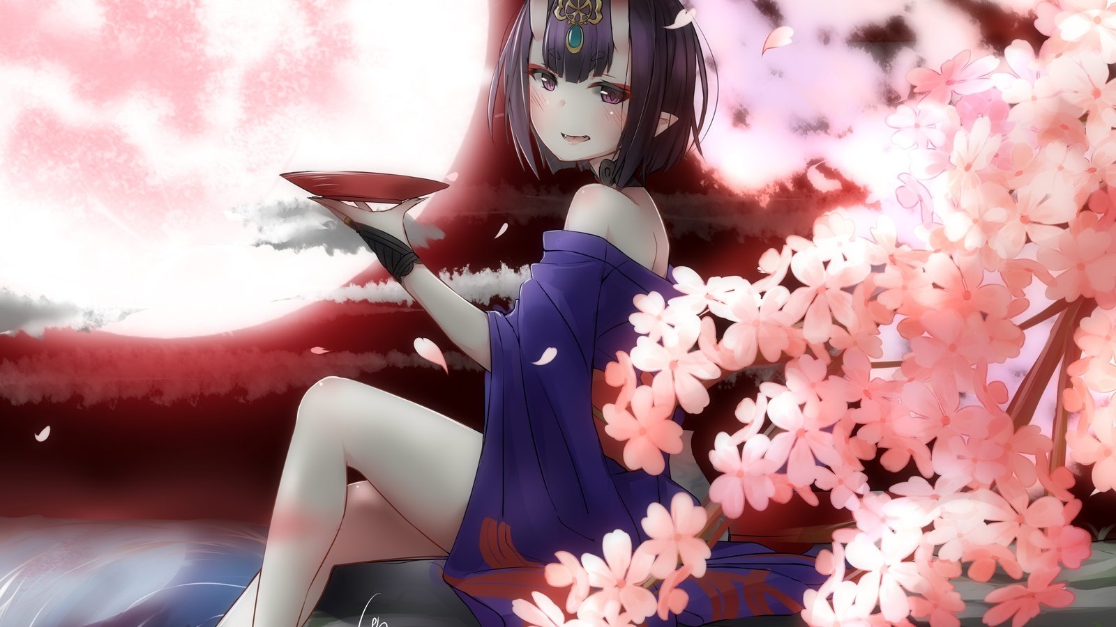 Обои лепестки, короткая стрижка, fate grand order, sakura blossom, shuten douji, petals, short hair разрешение 3371x2344 Загрузить