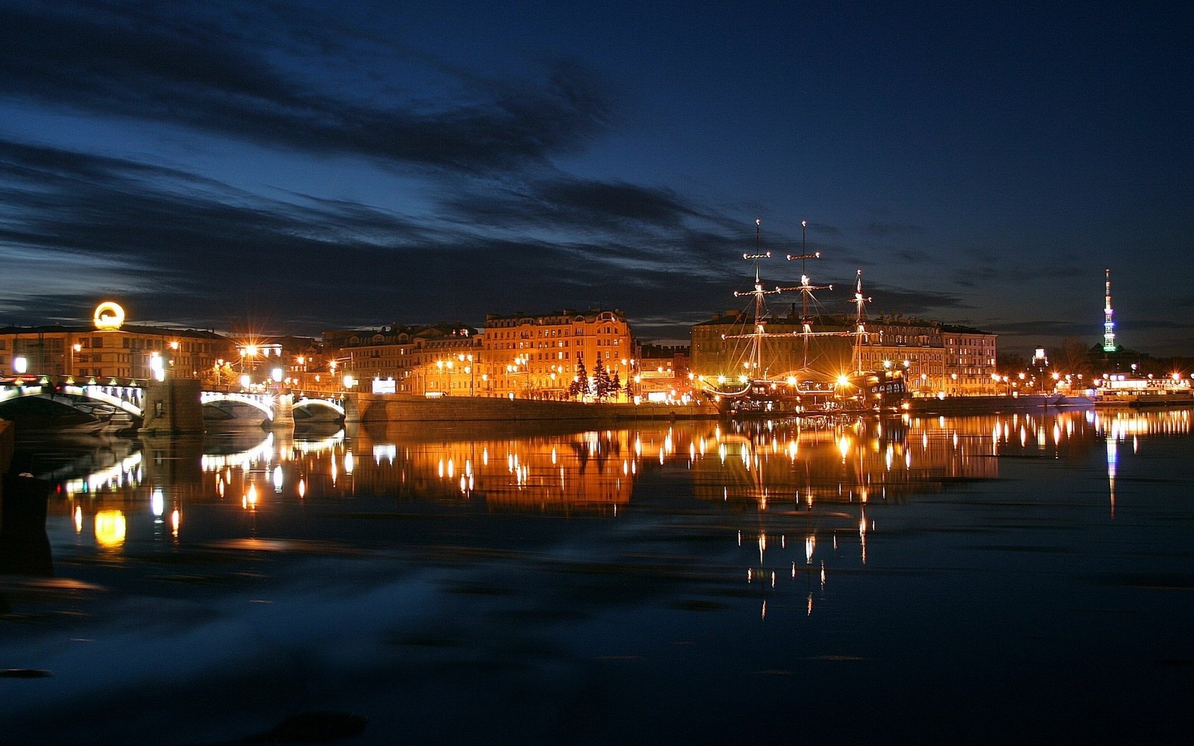 Обои мост, россия, подсветка, санкт-петербург, питер, огни города, bridge, russia, backlight, saint petersburg, peter разрешение 1920x1200 Загрузить