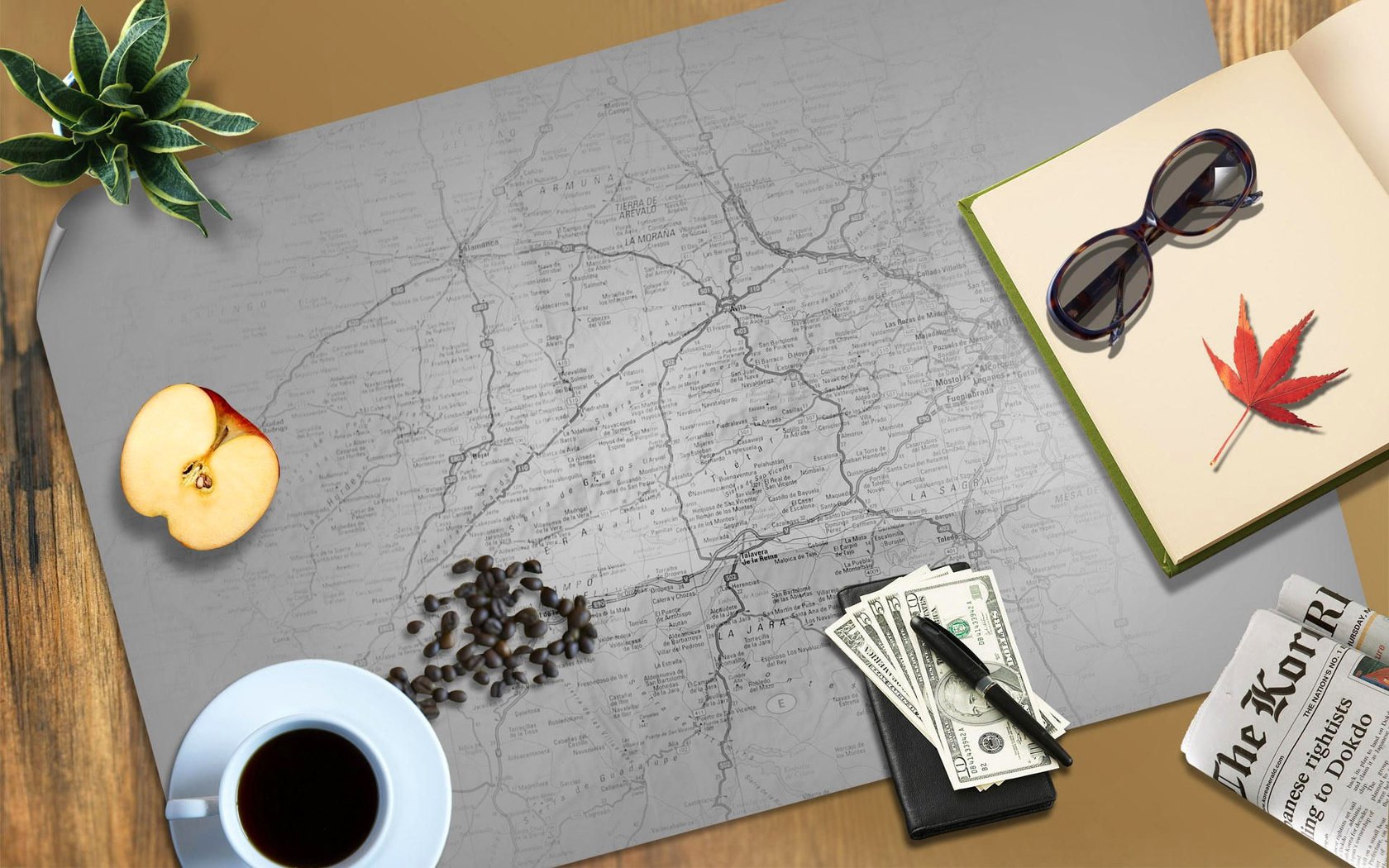 Обои кофе, вещи, карта, письменный стол, coffee, things, map, desk разрешение 1920x1200 Загрузить