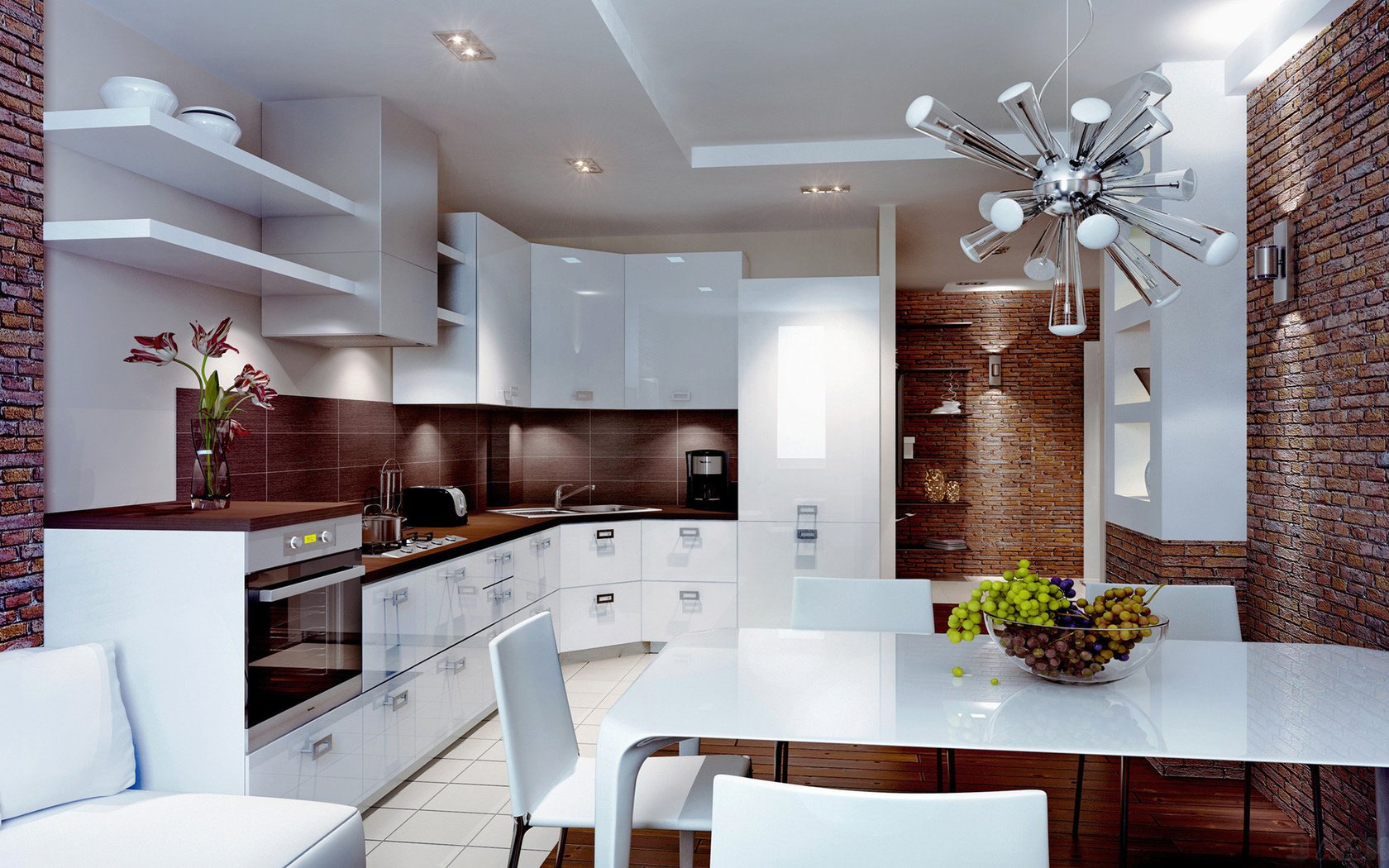 Обои стиль, интерьер, кухня, столовая, style, interior, kitchen, dining room разрешение 1920x1200 Загрузить