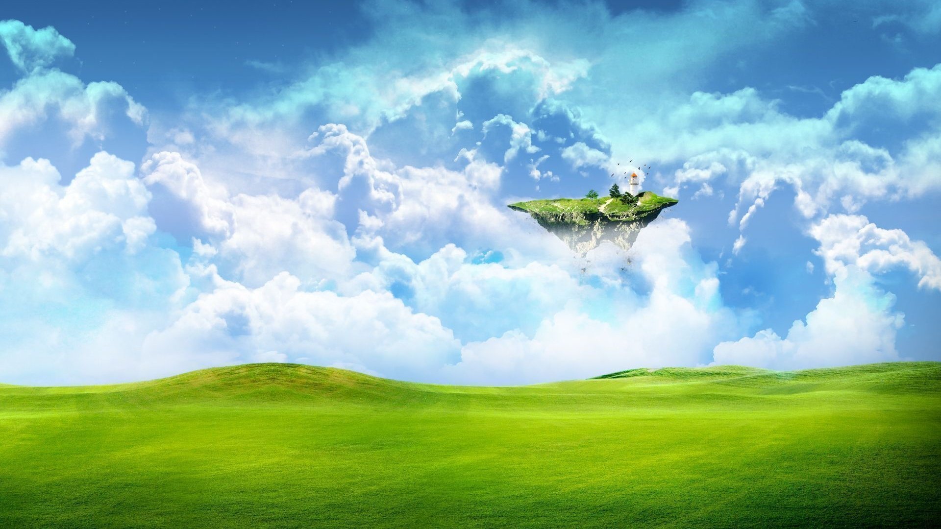 Обои небо, трава, облака, земля, зелень, обои, поле, фантастика, the sky, grass, clouds, earth, greens, wallpaper, field, fiction разрешение 1920x1200 Загрузить
