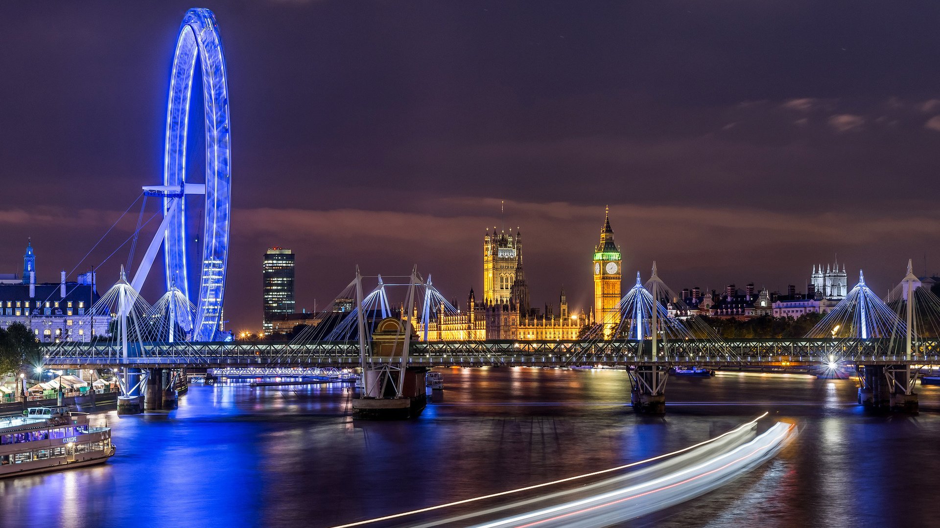 Обои ночь, огни, река, лондон, темза, город, англия, night, lights, river, london, thames, the city, england разрешение 1920x1200 Загрузить