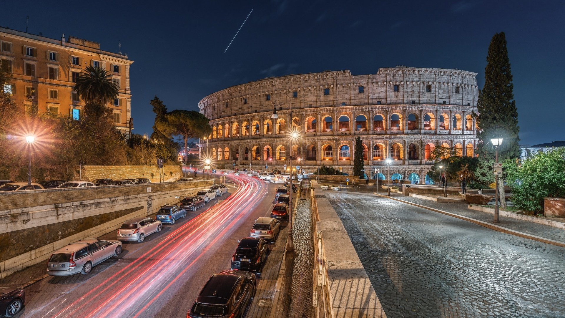 Обои дорога, ночь, италия, машины, рим, ватикан, road, night, italy, machine, rome, the vatican разрешение 2048x1365 Загрузить