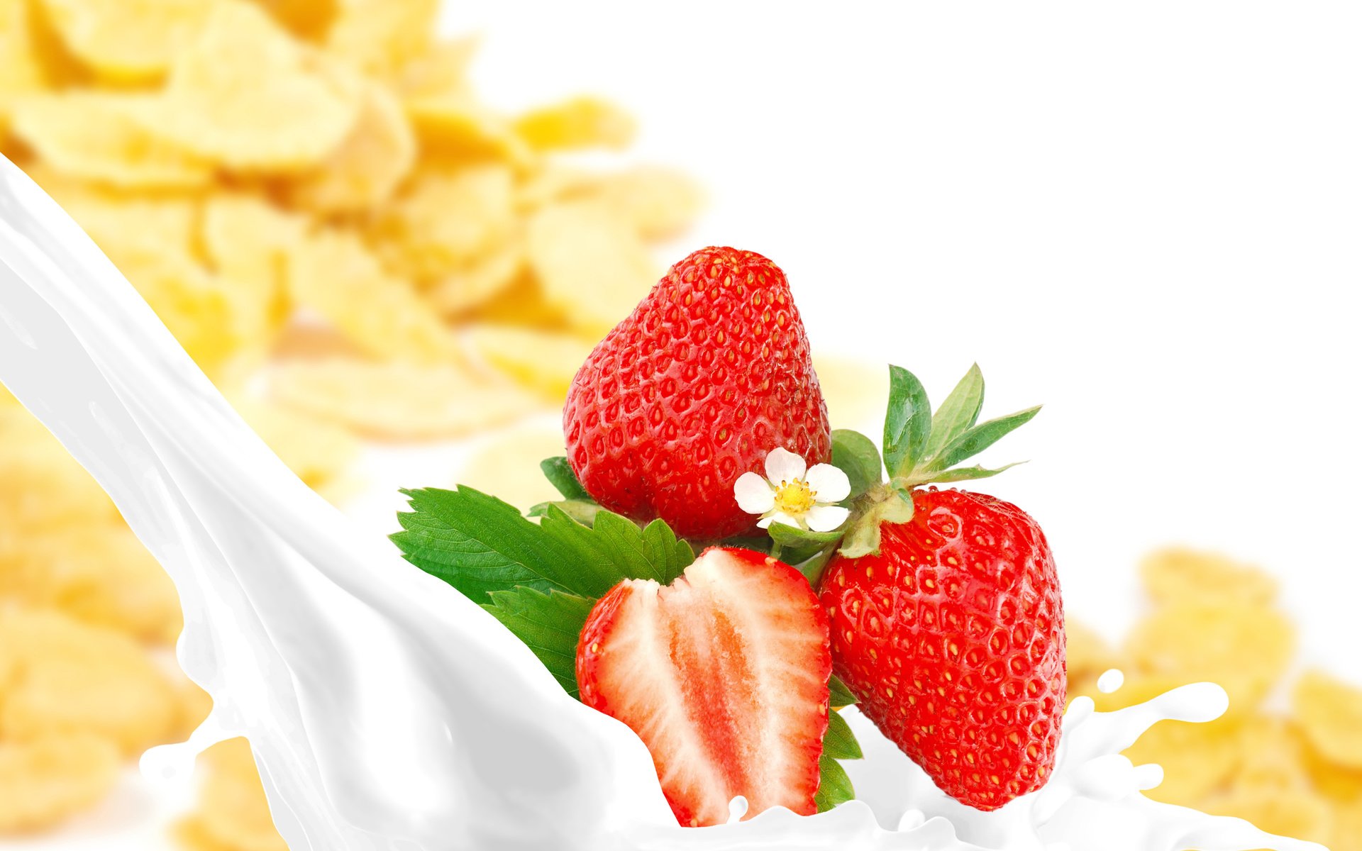 Обои клубника, ягоды, молоко, хлопья, strawberry, berries, milk, cereal разрешение 7000x4884 Загрузить