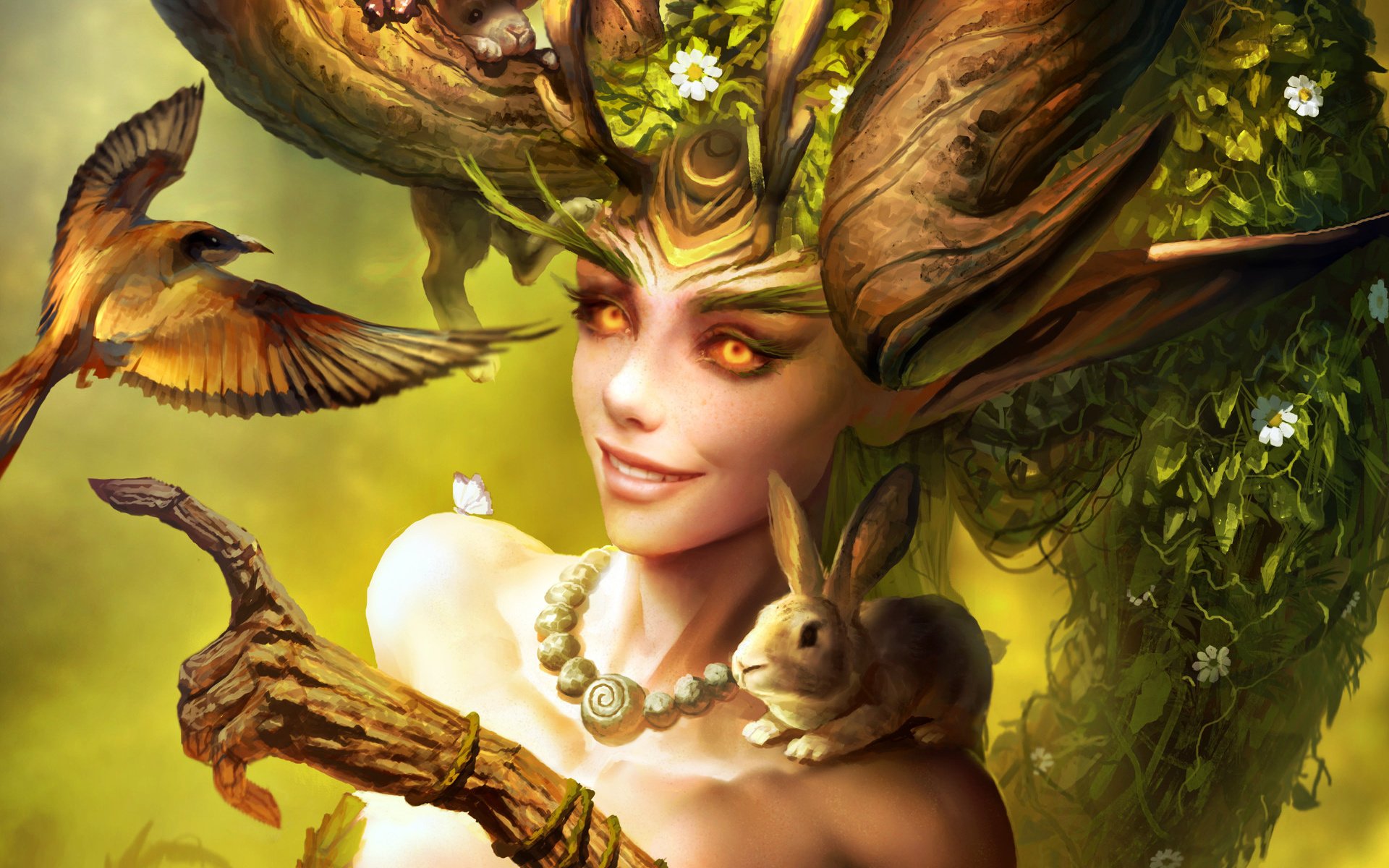 Обои цветы, арт, природа, растения, животные, взгляд, heroes of the storm, lunara, flowers, art, nature, plants, animals, look разрешение 1920x1436 Загрузить