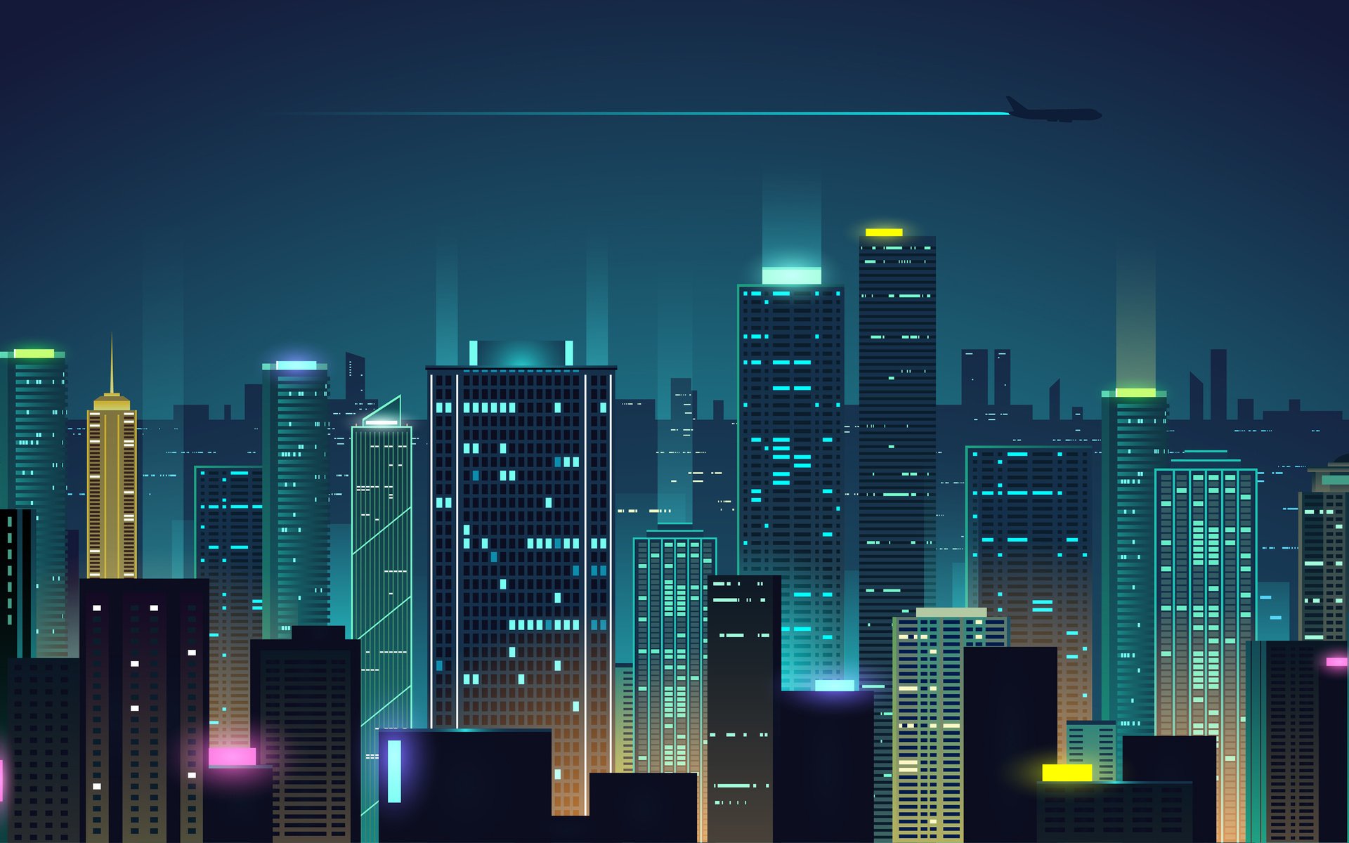 Обои ночь, огни, вектор, город, графика, night, lights, vector, the city, graphics разрешение 3840x2160 Загрузить