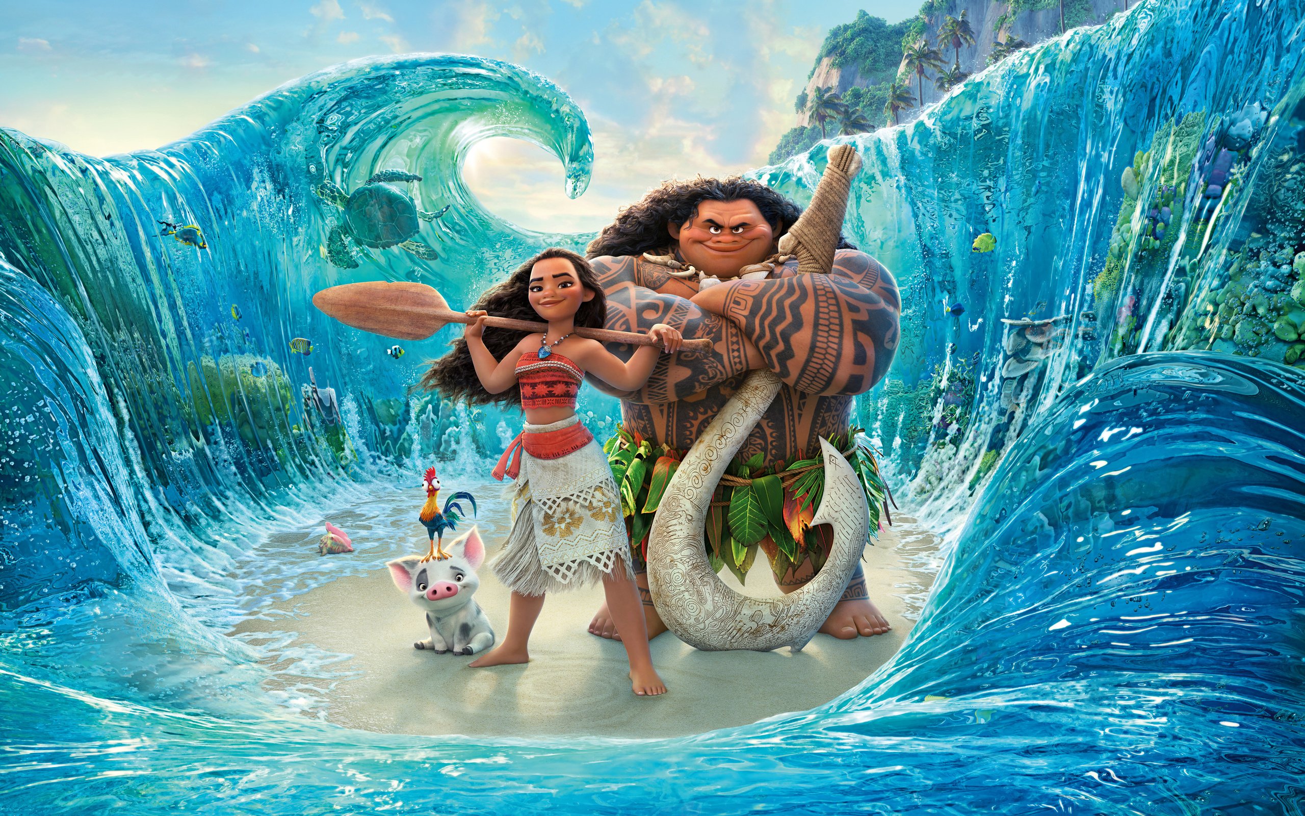 Обои дисней, моана, мауи, пуа, disney, moana, maui, pua разрешение 3840x2400 Загрузить