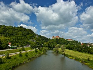 Обои река, замок, германия, гамбург, river, castle, germany, hamburg разрешение 1920x1200 Загрузить