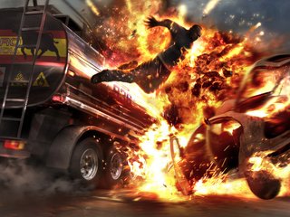Обои огонь, взрыв, wheelman tankerjump, boom, горящий человек, fire, the explosion, burning man разрешение 4961x2220 Загрузить