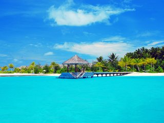 Обои море, пляж, отдых, остров, тропики, мальдивы, sea, beach, stay, island, tropics, the maldives разрешение 2260x1512 Загрузить