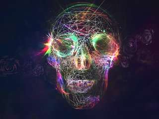 Обои розы, свечение, череп, k, roses, glow, skull разрешение 2560x1440 Загрузить