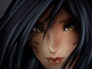 Обои арт, взгляд, волосы, игра, лисица, лицо, ahri, лига легенд, art, look, hair, the game, fox, face, league of legends разрешение 1920x1200 Загрузить