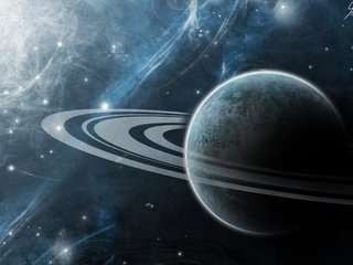 Обои арт, космос, планета, вселенная, кольца, сатурн, art, space, planet, the universe, ring, saturn разрешение 2500x1500 Загрузить