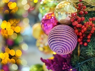 Обои новый год, боке, елка, шары, украшения, игрушки, ягоды, рождество, елочные игрушки, new year, bokeh, tree, balls, decoration, toys, berries, christmas, christmas decorations разрешение 2880x1800 Загрузить