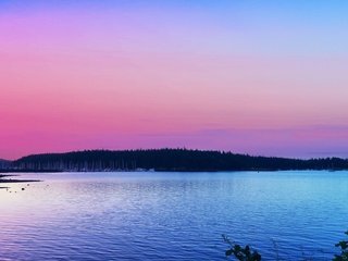 Обои деревья, озеро, закат, горизонт, trees, lake, sunset, horizon разрешение 3342x2675 Загрузить