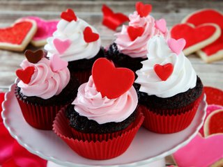 Обои день святого валентина, розы, кексы, любовь, крем, сердца, сладкое, печенье, выпечка, десерт, глазурь, valentine's day, roses, cupcakes, love, cream, heart, sweet, cookies, cakes, dessert, glaze разрешение 3888x2592 Загрузить