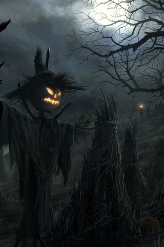 Обои хэллоуин, вороны, пугало, halloween, crows, scarecrow разрешение 1920x1080 Загрузить