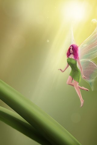 Обои арт, девушка, капли, крылья, лист, фея, травинки, art, girl, drops, wings, sheet, fairy, grass разрешение 1920x1080 Загрузить