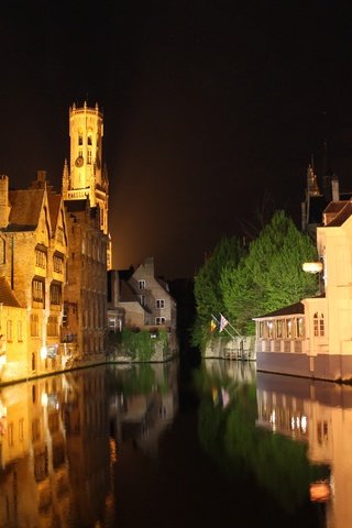 Обои ночь, огни, река, здания, германия, брюгге, night, lights, river, building, germany, bruges разрешение 3000x2000 Загрузить