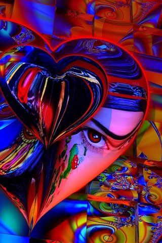 Обои цвет, сердце, фрактал, искусство, 3д, color, heart, fractal, art, 3d разрешение 2545x1796 Загрузить