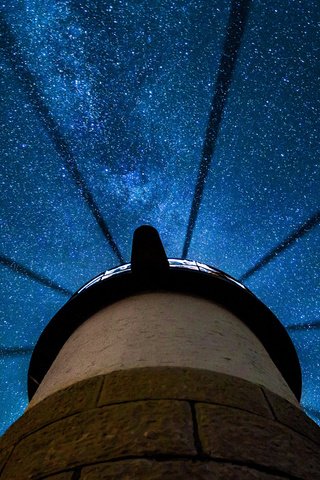 Обои ночь, звезды, маяк, сша, млечный путь, клайд, штат мэн, night, stars, lighthouse, usa, the milky way, clyde, state of maine разрешение 1920x1200 Загрузить