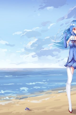 Обои пляж, аниме, японка, песка, красные глаза, в платье, bishojo, suna, warship girls, beach, anime, japanese, sand, red eyes, dress разрешение 3600x2400 Загрузить