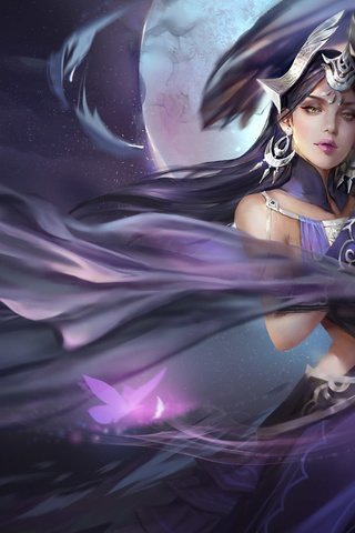 Обои арт, ночь, девушка, воин, луна, магия, фантазии, wang yue, art, night, girl, warrior, the moon, magic, fantasy разрешение 1920x1220 Загрузить