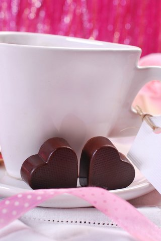 Обои розы, кофе, конфеты, розовые, лента, сердечки, roses, coffee, candy, pink, tape, hearts разрешение 3872x2592 Загрузить