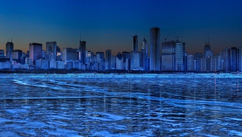 Обои зима, синий, панорама, лёд, небоскребы, winter, blue, panorama, ice, skyscrapers разрешение 3200x1200 Загрузить