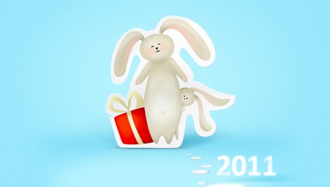 Обои новый год, подарок, зайцы, 2011 год, встреча нового года, new year, gift, rabbits, 2011 разрешение 1920x1200 Загрузить