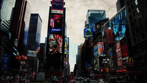 Обои город, сша, нью-йорк, таймс-сквер, the city, usa, new york, times square разрешение 3033x2025 Загрузить