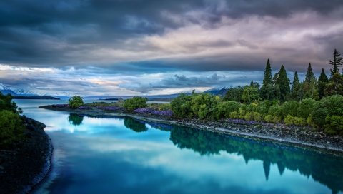 Обои небо, озеро, природа, тучи, пейзаж, новая зеландия, текапо, the sky, lake, nature, clouds, landscape, new zealand, lake tekapo разрешение 1920x1200 Загрузить