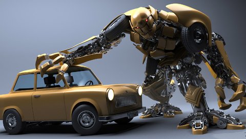 Обои робот, автомобиль, robot, car разрешение 1920x1080 Загрузить