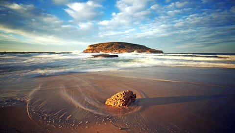 Обои небо, вода, берег, пейзаж, песок, прибой, ибица, the sky, water, shore, landscape, sand, surf, ibiza разрешение 5184x3456 Загрузить