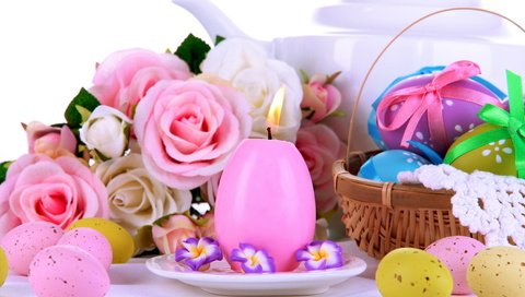 Обои свечи, розы, пасха, яйца, корзинка, candles, roses, easter, eggs, basket разрешение 4500x3000 Загрузить