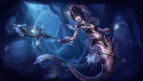 Обои арт, девушка, под водой, посох, хвост, русалка, nami, лига легенд, art, girl, under water, staff, tail, mermaid, league of legends разрешение 3454x1943 Загрузить