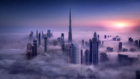 Обои пейзаж, город, небоскребы, здания, дубай, оаэ, landscape, the city, skyscrapers, building, dubai, uae разрешение 1920x1280 Загрузить