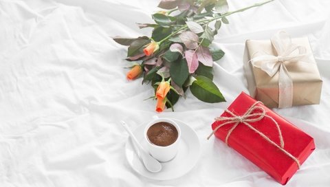 Обои розы, кофе, завтрак, подарок, романтик, роз, влюбленная, valentine`s day, roses, coffee, breakfast, gift, romantic, love, valentine's day разрешение 4752x3168 Загрузить